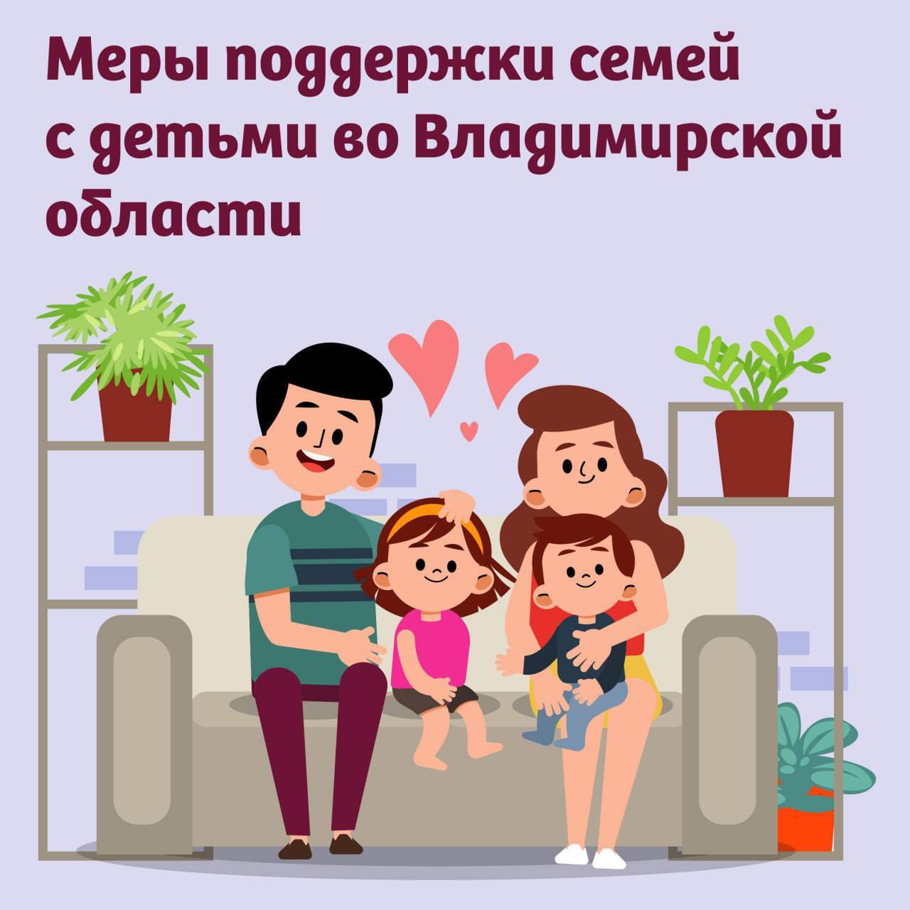 Во Владимирской области действуют социальные меры поддержки для семей с детьми