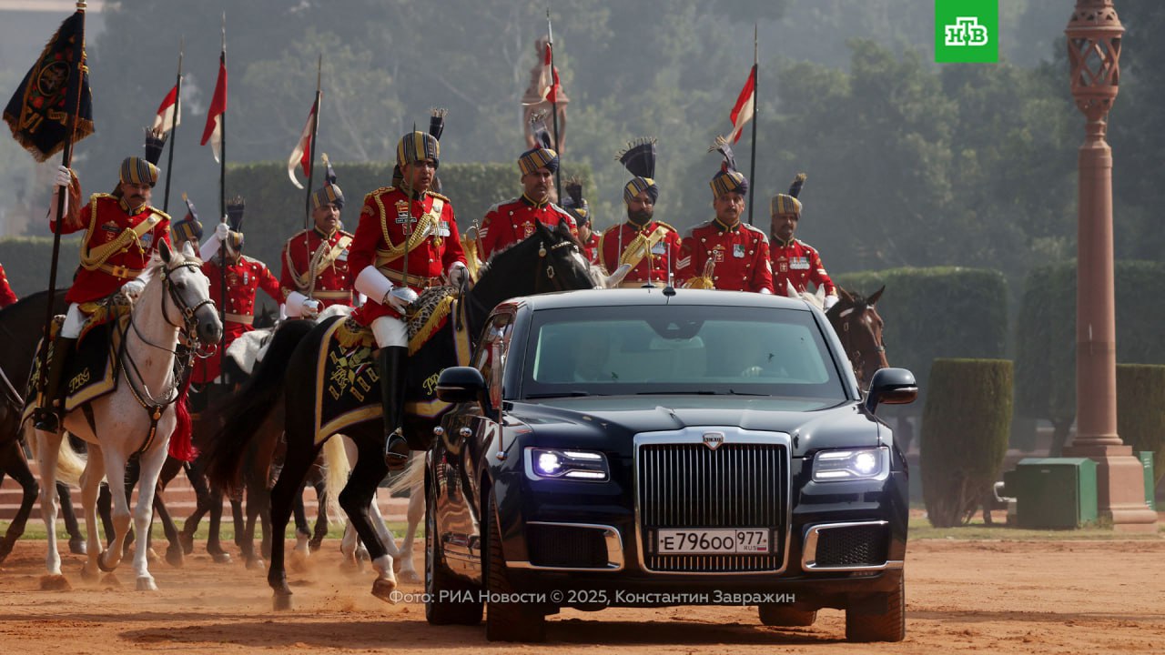 Красная ковровая дорожка, российские флаги и почетный караул: кадры официальной церемонии встречи Владимира Путина в Нью-Дели Красная ковровая дорожка, российские флаги и почетный караул: кадры официальной церемонии встречи Владимира Путина в Нью-Дели