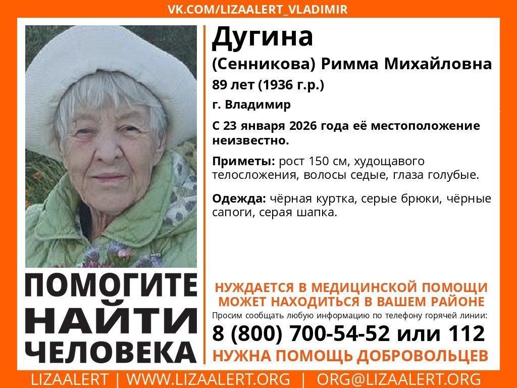 Во Владимире волонтёры «Лизы Алерт» выдвинулись на поиски пропавшей пенсионерки