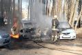 Во Владимире на парковке вспыхнули друг за другом три легковых автомобиля