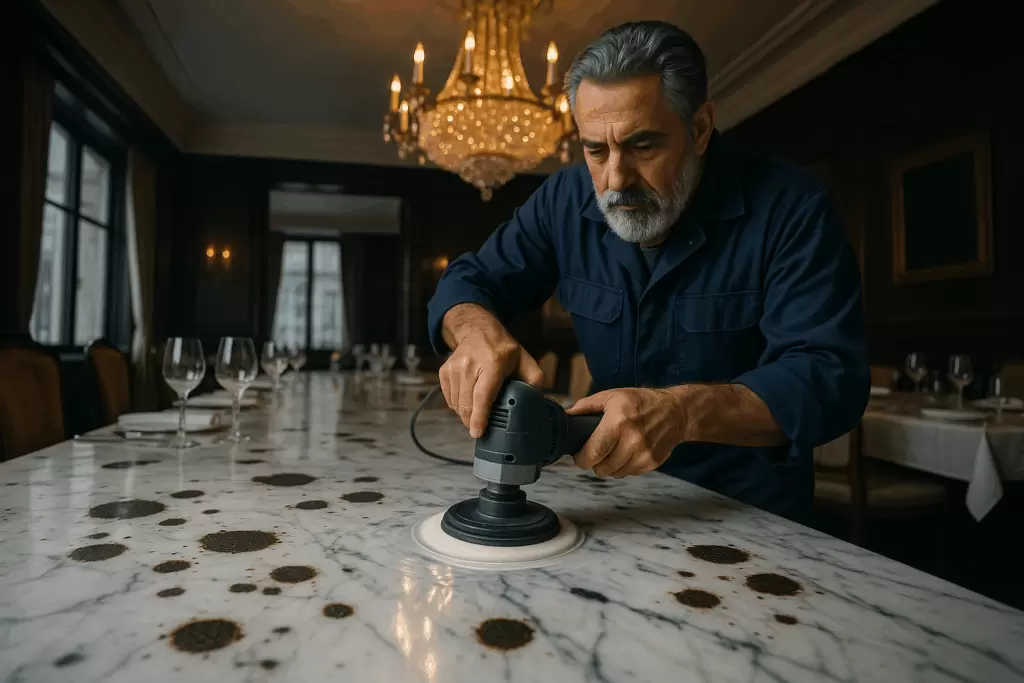 Как защитить мраморные столы в ресторане от пятен