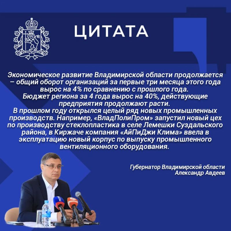 В ходе пресс-конференции Губернатор Александр Авдеев рассказал об экономическом развитии Владимирской области – его итогах и перспективах
