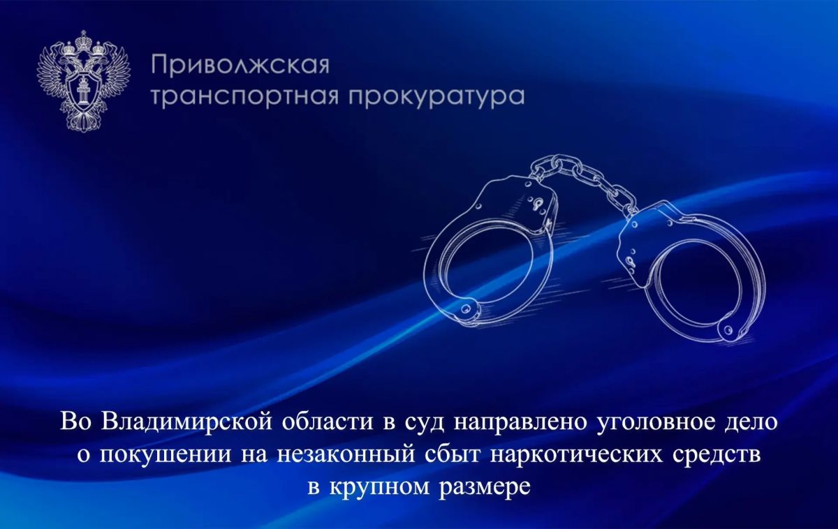 Во Владимирской области в суд направлено уголовное дело о покушении на незаконный сбыт наркотических средств в крупном размере