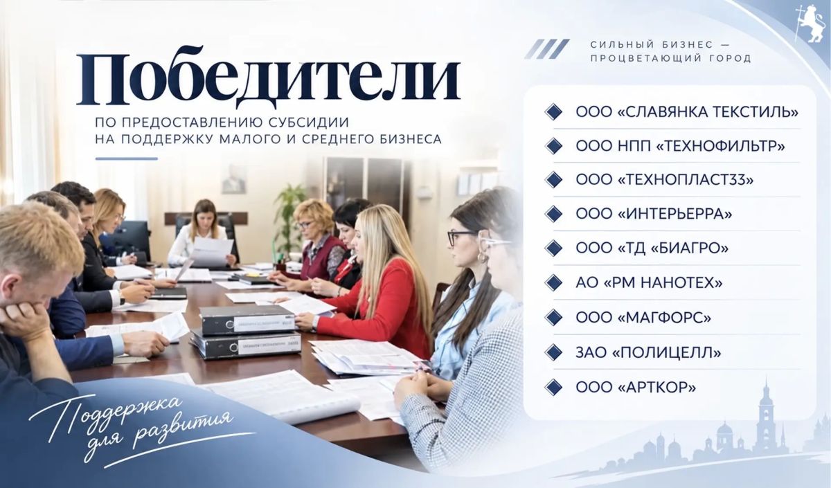 В администрации города Владимира распределили средства на поддержку малого и среднего бизнеса